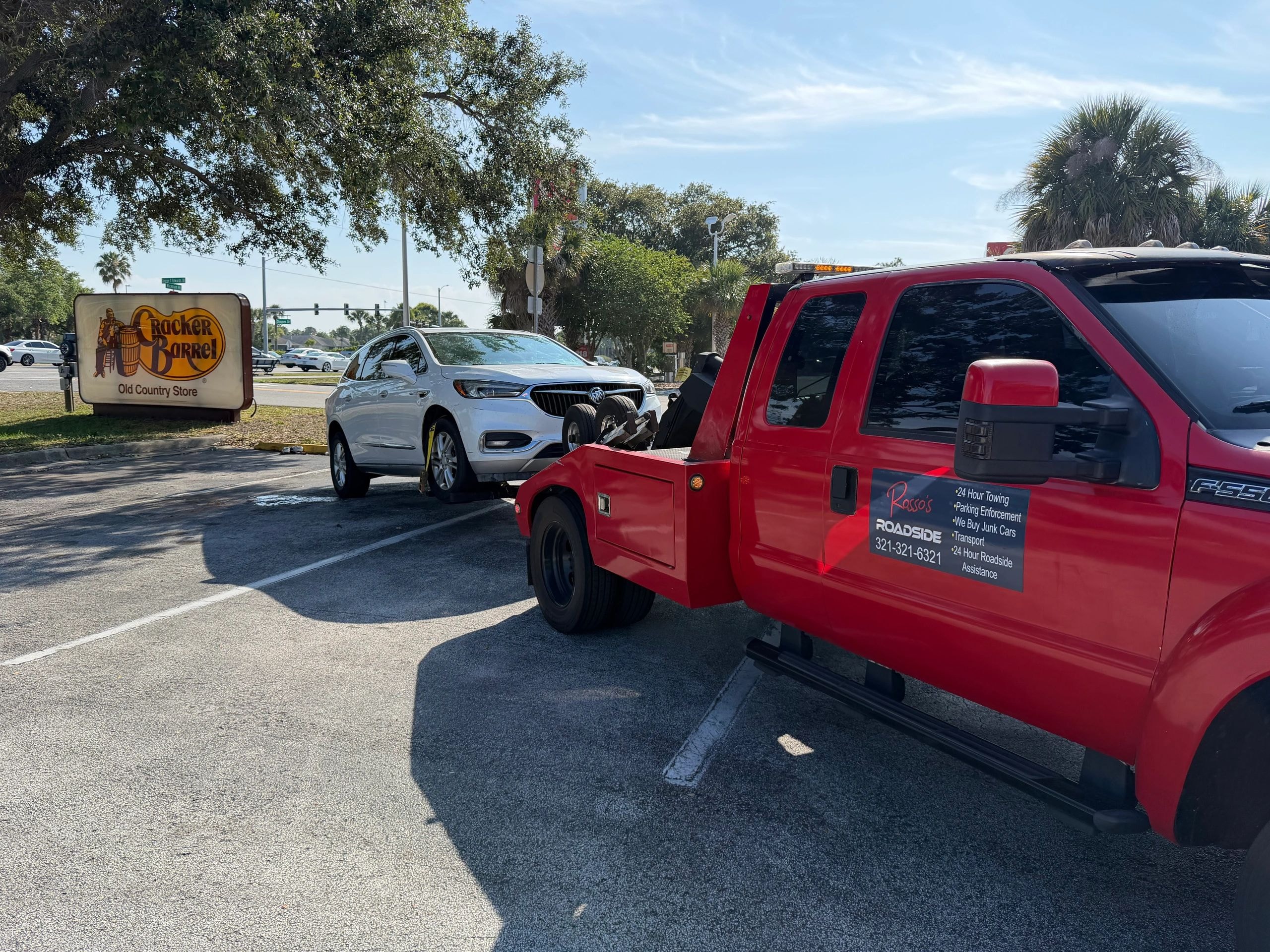 Rosso's Roadside tow truck in action